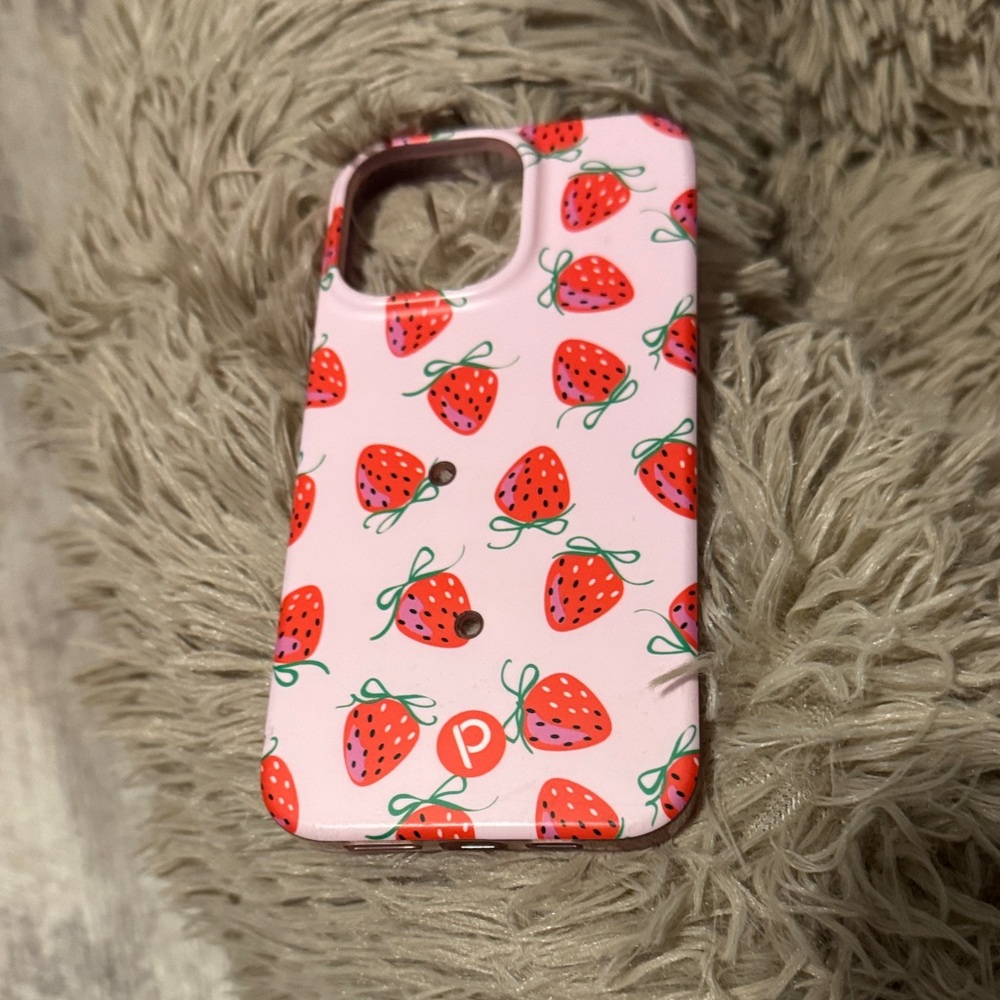 Pink Strawberry Loopy IPhone 14 Pro Max Case (Righty)